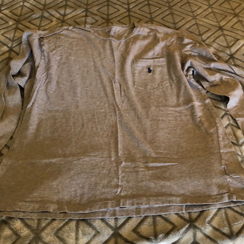 Men’s Polo grey long sleeve t shirt large